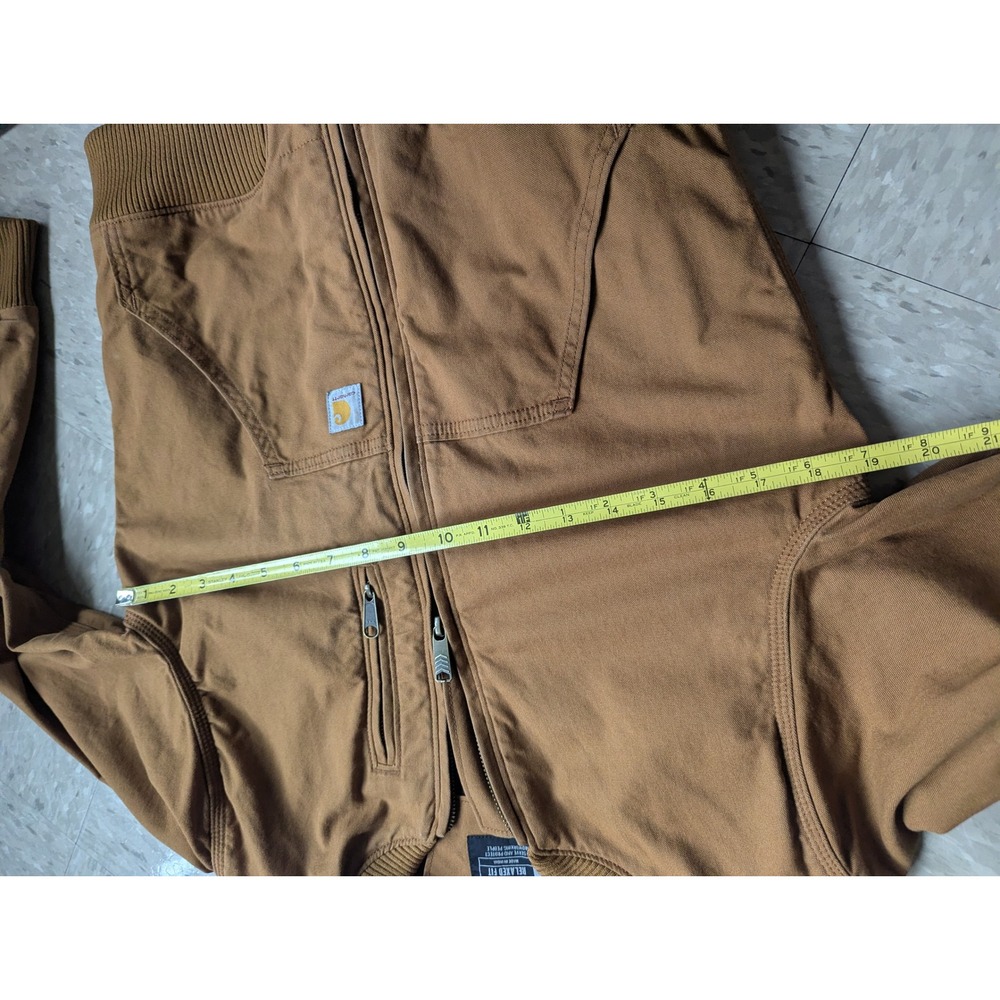 Carhartt Womens Rugged Flex Canvas Bomber Jacket Brown OJ2524-W Sz S Relaxed Fit - Picture 2 of 9